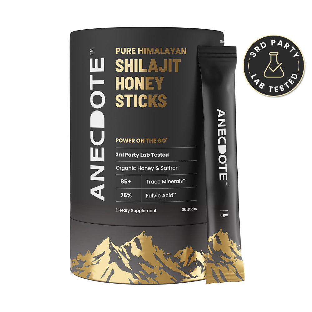 Anecdote Pure Himalayan Shilajit Honey Sticks with Organic Honey & Saffron | Boosts Stamina | Supports Immunity | 75% Fulvic Acid, 85+ Trace Minerals | No Added Sugar