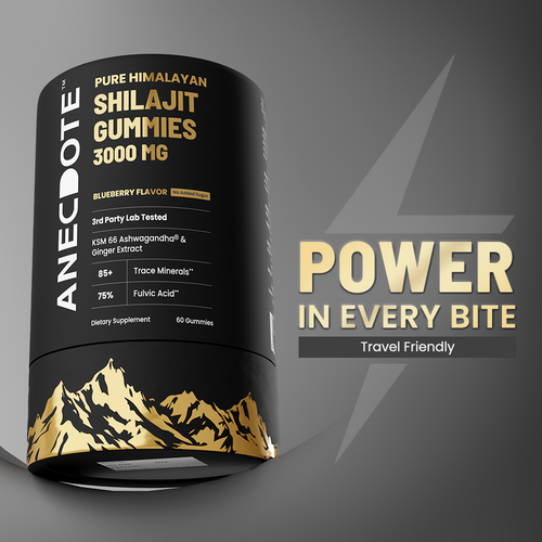 Anecdote Pure Himalayan Shilajit Gummies 3000mg | Boosts Energy & Stamina* | Supports Muscle Strength & Recovery* | Enhances Nutrient Absorption* | 75% Fulvic Acid, 85+ Trace Minerals* | Pack of 60